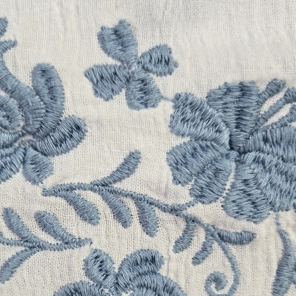 J. Jill White Embroidered Crinkle Gauze Peasant Tunic Beachy Boho Vacation - Picture 5 of 8